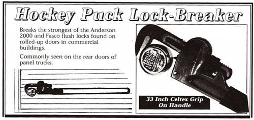 Fire Hooks Unlimited hockey puck lock breaker