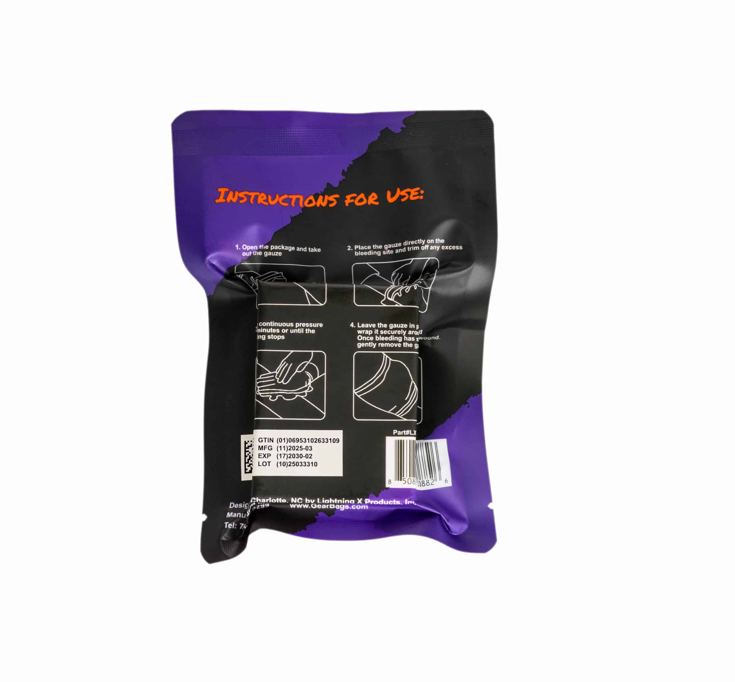 Lightning X Compressed Krinkle Gauze 4.5" x 4.1 yd – Tactical First Aid Dressing (LX-KRINK) - Image 2